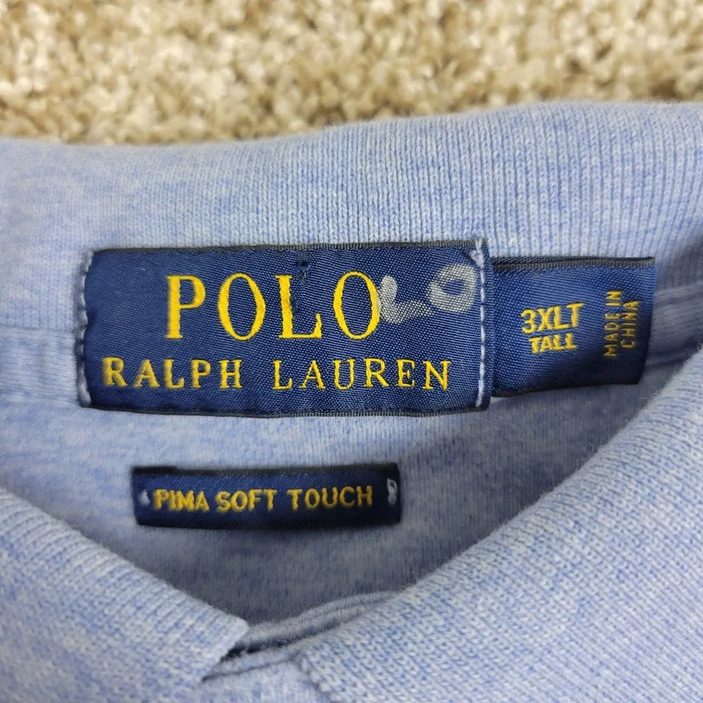 Polo Ralph Lauren Pima Soft Touch Mens 3XLT Light Blue Flesh Pony Stretch Knit